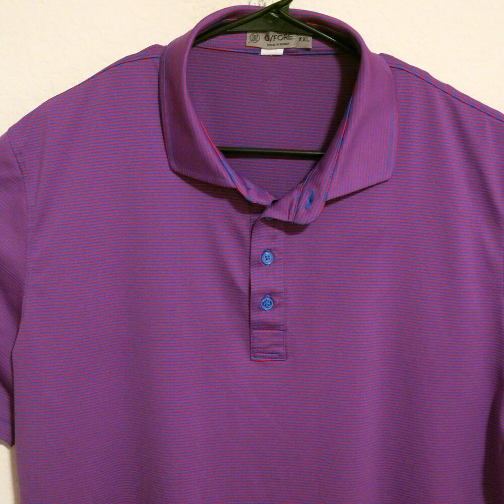G/Fore Shirt Mens 2XL Short Sleeve Golf Performance Polo Blue Red Striped